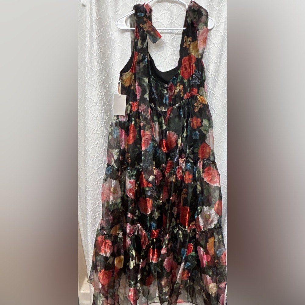 Chelsea28 Black and Multicolor Floral organza Maxi Dress - Picture 9 of 9